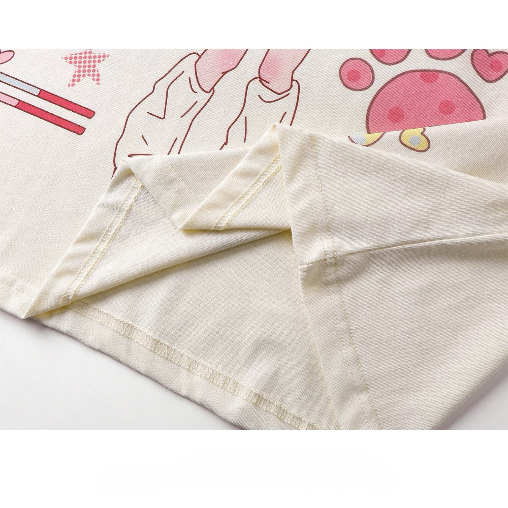 Yami Kawaii Push Beeb Graphic Tee Pastel Harajuku Loose T-Shirt for Girls Patchwork Tops